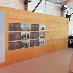Sika Event Indoor: Nachhaltigkeit Präsentation. Sika engagiert sich für Nachhaltigkeit.