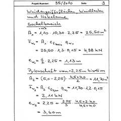 Statik Textile Architektur: Handschriftliche Berechnungen zu Windlasten und Pylon. Sonderbau Details.